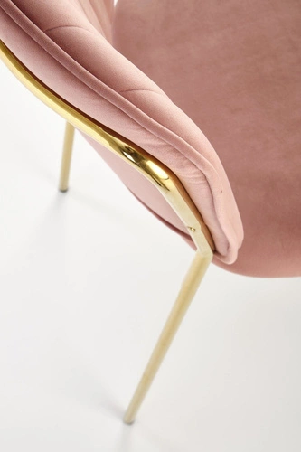 Sametová jídelní židle Rachel růžová na zlatých nohách moderní