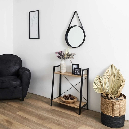 Kovová knihovna Cilyan Intesi do obýváku moderní přírodní černá 60 cm