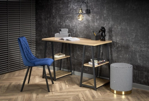 Psací stůl Womp loftový s policemi dub sonoma černý moderní 120x60 cm Intesi