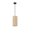 Závěsná lampa Fleri černá 1x60 E27 stínidlo 12x25 béžový ratan