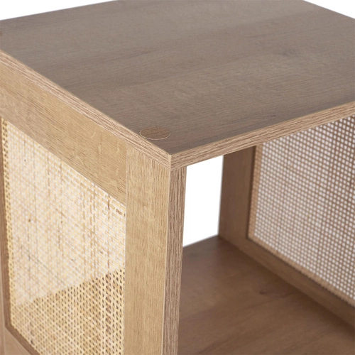 Knihovna Kali 4 police skandinávský z ratanu a přírodního MDF do obýváku a ložnice