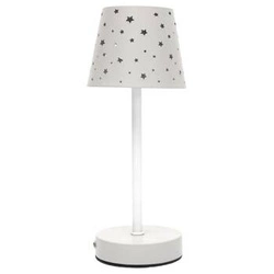 Bílá noční lampička Intesi s děrovanými hvězdami, nabíjecí, moderní do ložnice