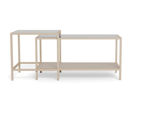 Seaford sada 2 čtvercových konferenčních stolků loft béžová do obývacího pokoje