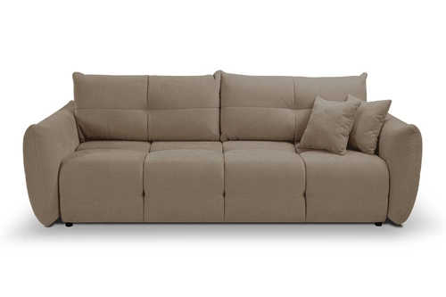 Rozkládací trojmístná pohovka Bode s úložným prostorem a funkcí spaní hnědá do obýváku