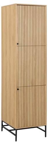 Úzká šatní skříň Albany s lamelami, přírodní dub, moderní do ložnice nebo šatny