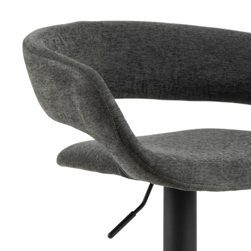 Barová židle Grace tmavě šedý samet s opěrkou a područkami, výškově nastavitelná do kuchyně Actona