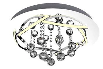 Korfu stropní LED svítidlo kulaté chrom 50 cm moderní do obývacího pokoje a jídelny glamour