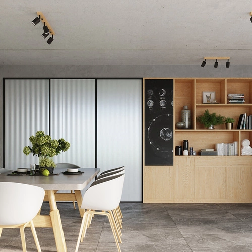 Moderní stropní svítidlo VERDO 4 černé s dřevem, nastavitelný do obývacího pokoje SOLLUX LIGHTING