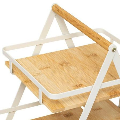 Dřevěná kuchyňská police Ordera dvouúrovňová s madlem moderní bambusová bílá 5five