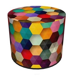 Zahradní kulatý puf Disco Intesi multicolor voděodolný moderní na zahradu i balkon 40 cm