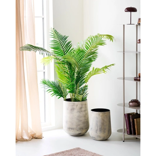 Sada 2 květináčů Hou metal velký dekorativní květináč do obýváku béžový