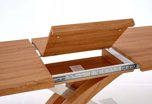 Rozkládací jídelní stůl Doran 160-220 cm moderní zlatý dub na ocelových nohách Intesi