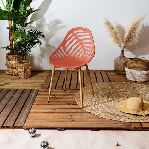 Jídelní a zahradní židle Alameda Intesi moderní plastová terakota na ocelových nohách