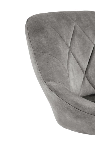 Šedá sametová barová židle Nang s opěrkou, otočná a výškově nastavitelná, moderní do kuchyně a k ostrůvku Intesi