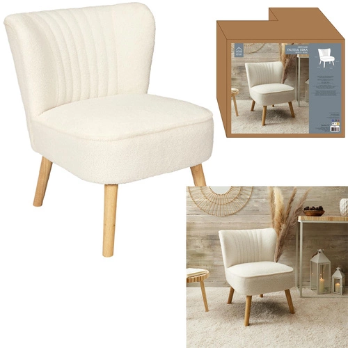 Křeslo Erika bílý boucle do obýváku skandinávský pohodlný Intesi