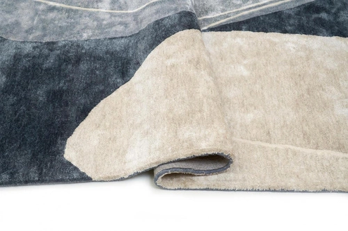 Moderní koberec Glacier Blue 200x300 do obýváku a ložnice, ručně tkaný, viskóza, béžovo-modrý