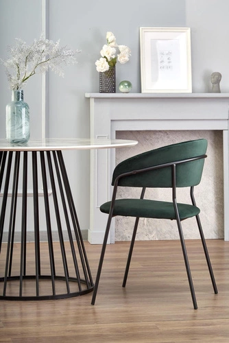 Kulatý jídelní stůl bílý mramor 110 cm moderní glamour na jedné noze Intesi