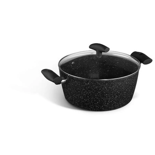 Kovaný hliníkový hrnec 28 cm černý