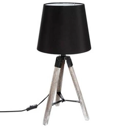 Stojací lampa do obýváku Runo Atmosphera černá moderní dřevěná s textilním stínidlem 58 cm