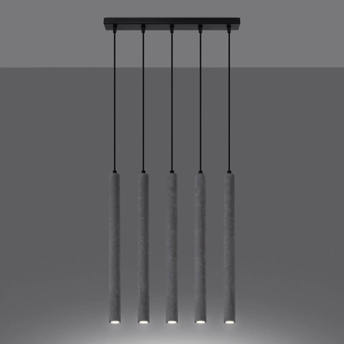 Moderní betonové závěsné svítidlo Pastelo 5L šedé do obýváku, jídelny nebo kuchyně