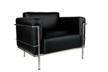 Relaxační křeslo Soft D2.Design černé kožené do obýváku moderní s područkami