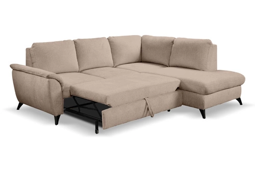 Rohová rozkládací pohovka Nevada pravá béžová moderní do obýváku s úložným prostorem