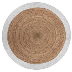 Kulatý jutový koberec 120 cm Atmosphera boho s bílým okrajem do obýváku nebo ložnice