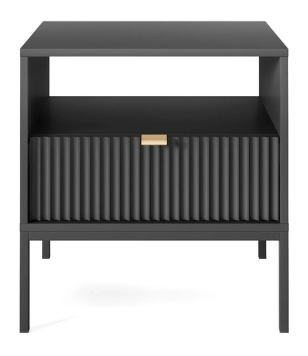 Noční stolek Delicious drážkovaný černý