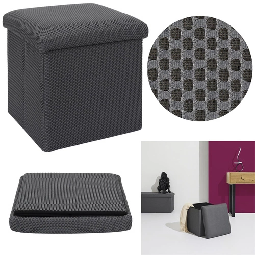 Skládací taburet s úložným prostorem Vels Atom šedý moderní do předsíně a studentského pokoje 38x38 cm