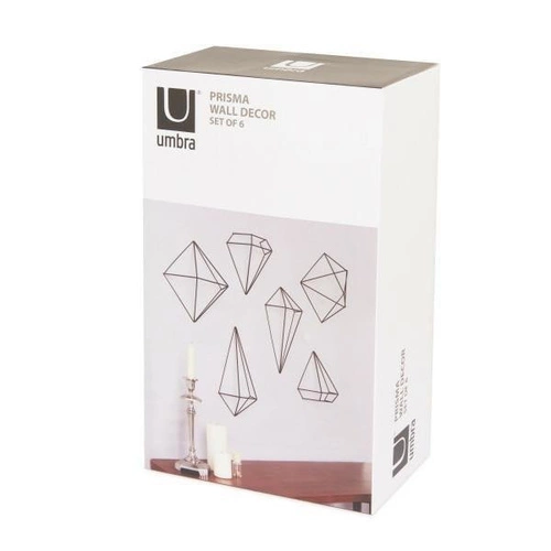 Kovová nástěnná dekorace Prisma Black Umbra geometrická černá ozdoba do obýváku