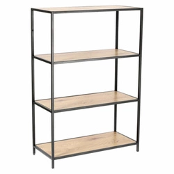 Regál do obýváku Oxford I moderní loftový na knihy 4 police dub a černý kov Intesi