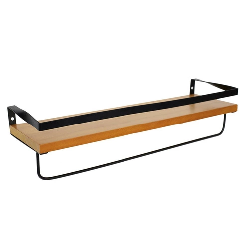 Závěsná kuchyňská police loftová Indu černá dřevěná na koření s tyčí Intesi