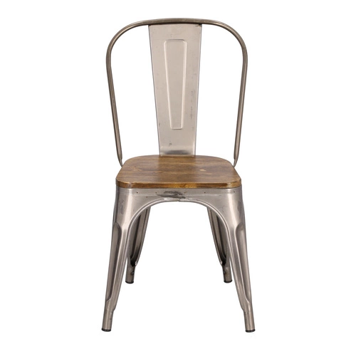 Jídelní kovová židle Paris Wood D2.DESIGN s dřevěným sedákem v industriálním stylu