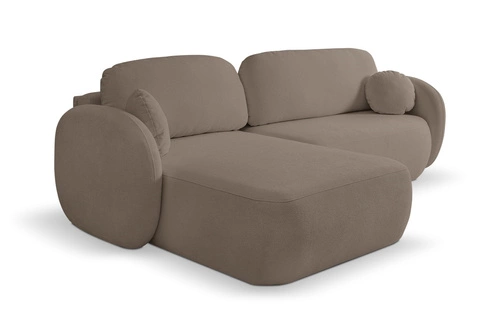 Rohová rozkládací sedačka do obýváku Salby levá hnědá moderní s úložným prostorem Intesi