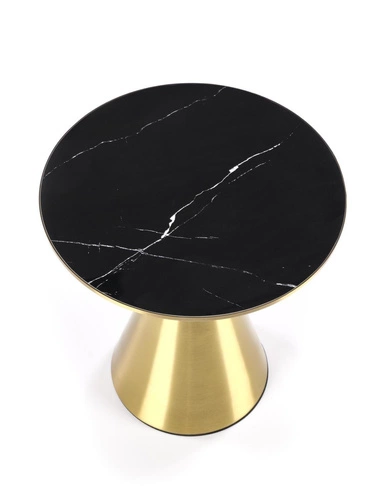 Konferenční stolek Aventure kulatý černý mramor zlatý glamour 50 cm do obýváku Intesi