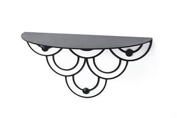 Moderní černá nástěnná police Husk POLYHEDRA kovová na knihy do obýváku 28 cm