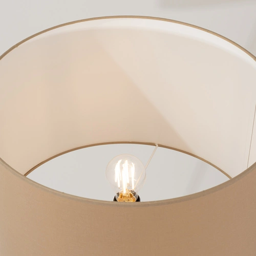 Stojací lampa do obýváku NEVIA moderní béžová s textilním stínidlem trojnožka 135 cm