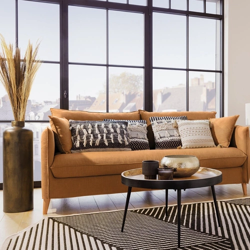 Kulaty konferenční stolek Siwan 70 cm mango dřevo a černý kov loftový do obýváku Atmosphera