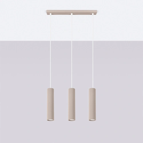 Závěsné svítidlo KARBON 3ramenné béžové moderní do kuchyně a nad ostrůvek