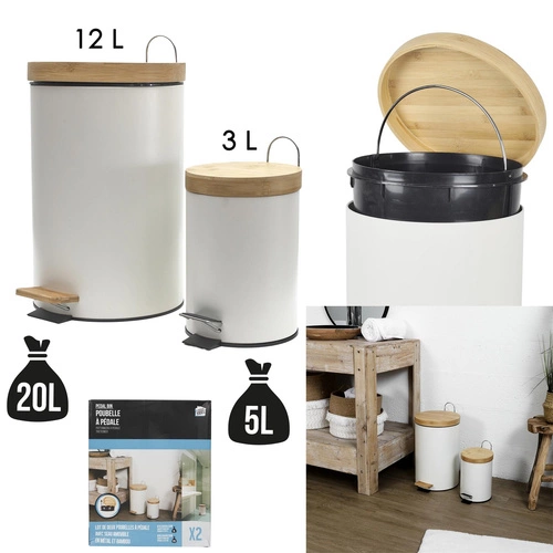 Sada 2 odpadkových košů bílá