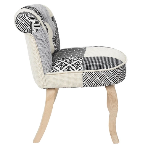 Jídelní židle Eleonora Intesi čalouněná patchwork šedá skandinávský styl s dřevěnými nohami