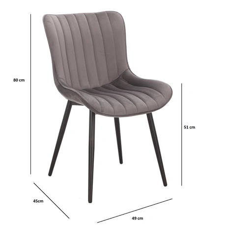Jídelní židle Roxino VIC čalouněná šedým sametem na černých nohách do jídelny a obýváku Intesi