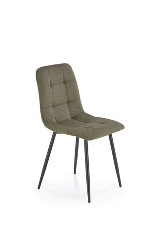 Čalouněná jídelní židle Fime Intesi olivová, moderní do jídelny a obýváku na černých nohách
