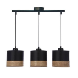 Závěsná lampa Porto černá 3x60W E27 stínidlo černá+hnědá
