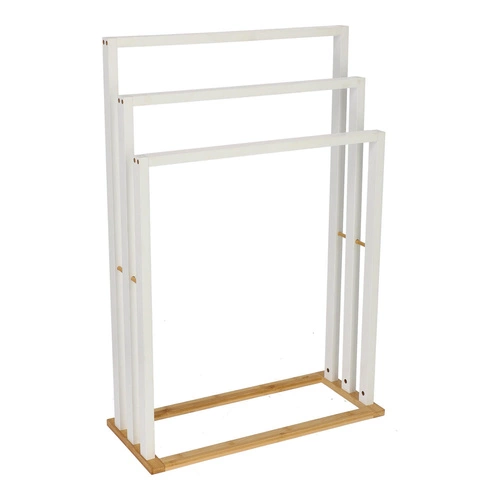 Stojanový bambusový věšák na ručníky 5five simply smart boho bílý 3 ramena