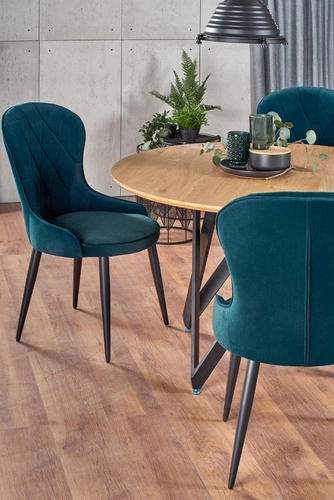 Jídelní kulatý stůl Zambia 120 cm moderní zlatý dub s černými nohami Intesi