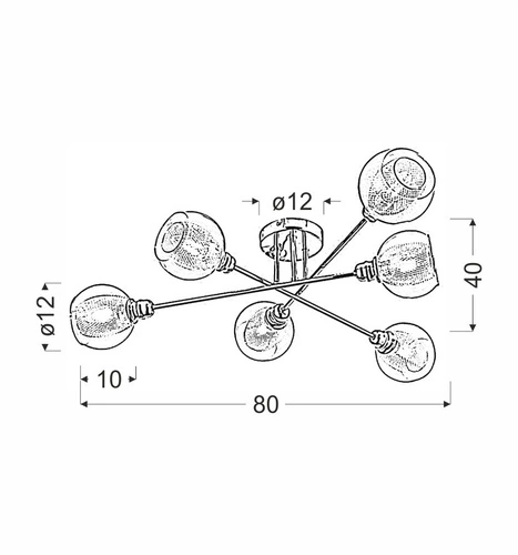Stropní svítidlo Dixy chrom nastavitelné skleněné 6-ramenné do obýváku a jídelny 80 cm