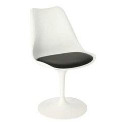 Otočná jídelní židle Tulip Basic inspirovaná Tulip Chair, bílá s polštářkem D2.DESIGN