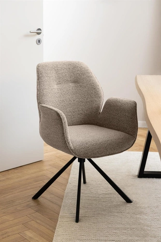 Aura otočná čalouněná židle s područkami béžová moderní do jídelny a obýváku