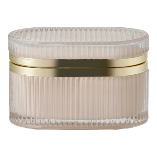 House Nordic skleněná dekorativní krabička Love béžovo‑zlatá